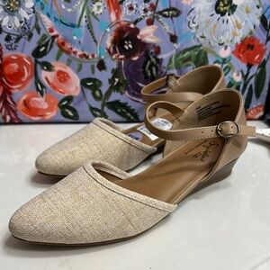 Stylish Beige Ankle Strap Flats